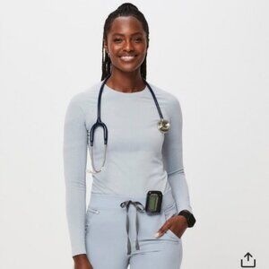 FIGS Dusty Blue Salta Seamless - Longsleeve Underscrub (Size XL)